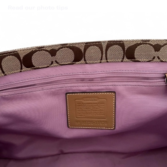 Coach Hampton Signature Logo Monogram Khaki Satchel Shoulder Bag - Picture 6 of 6